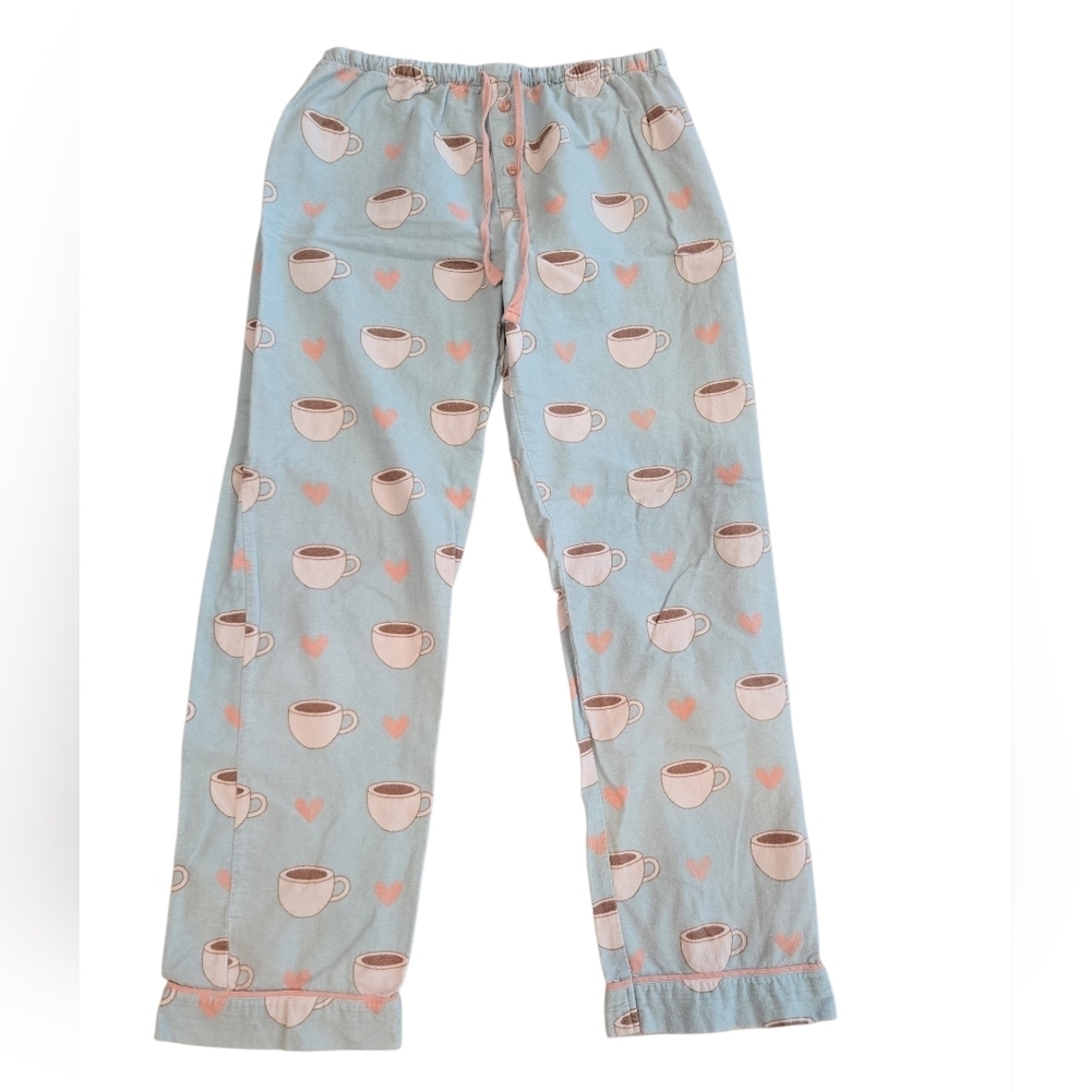 P.J. SALVAGE " LOVE YOU A LATTE" PAJAMA BOTTOMS. CUPS AND HEARTS. SIZE SMALL.